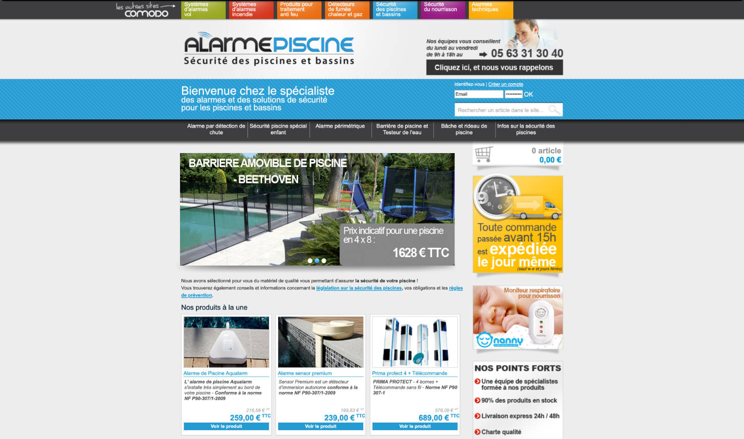 Alarme-piscine.com site B2C Magento Commerce