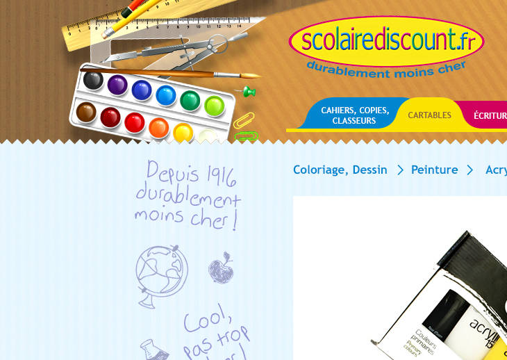 Détail design Magento Commerce Scolaire Discount