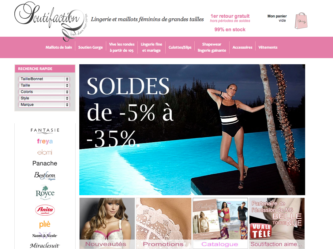 Soutifaction page d'accueil Magento