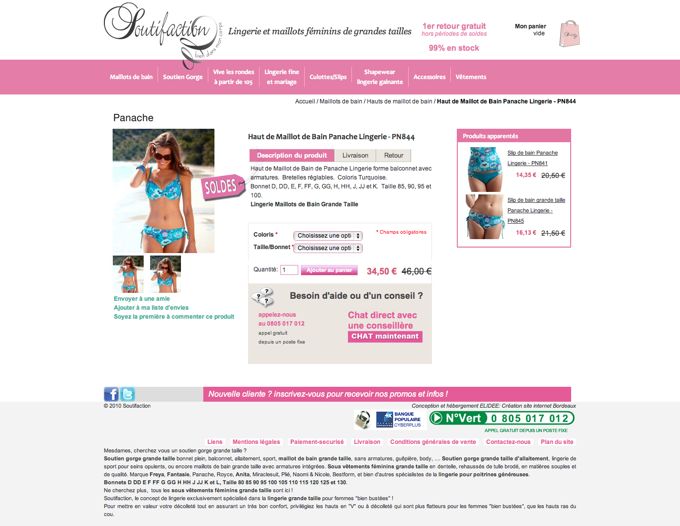 Soutifaction fiche produit Magento