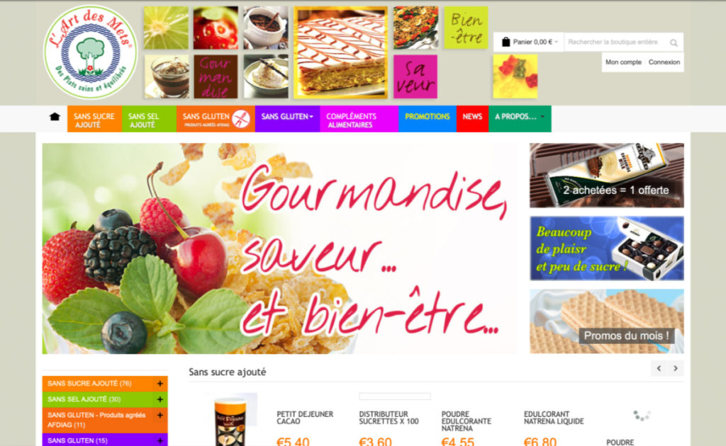 Art des Mets site Magento B2C Vente alimentaire diététique aux particuliers