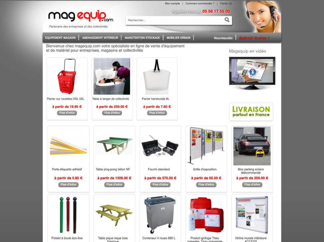 Magequip : site B2B équipement d’entreprises, magasins, collectivités