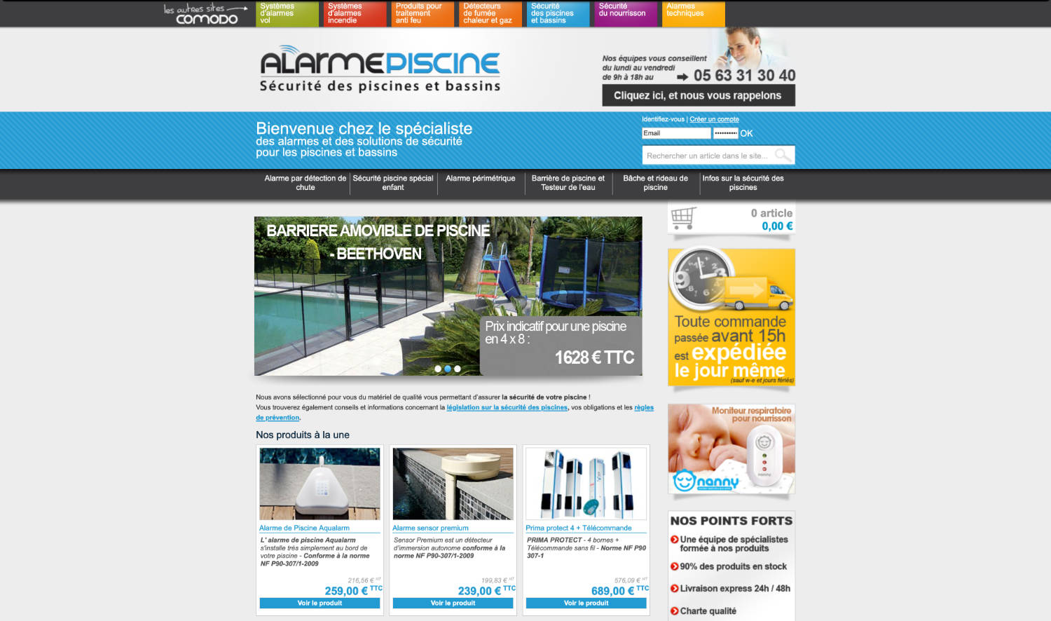 alarme-piscine.com site B2C sous Magento Commerce