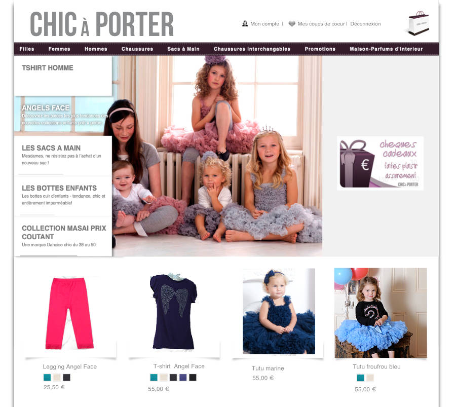 Chic à porter, site Magento Commerce pour la vente de vêtement et d'accessoires