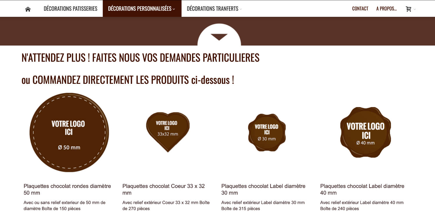 Déco dessert listing produits personnalisable sur Magento Commerce