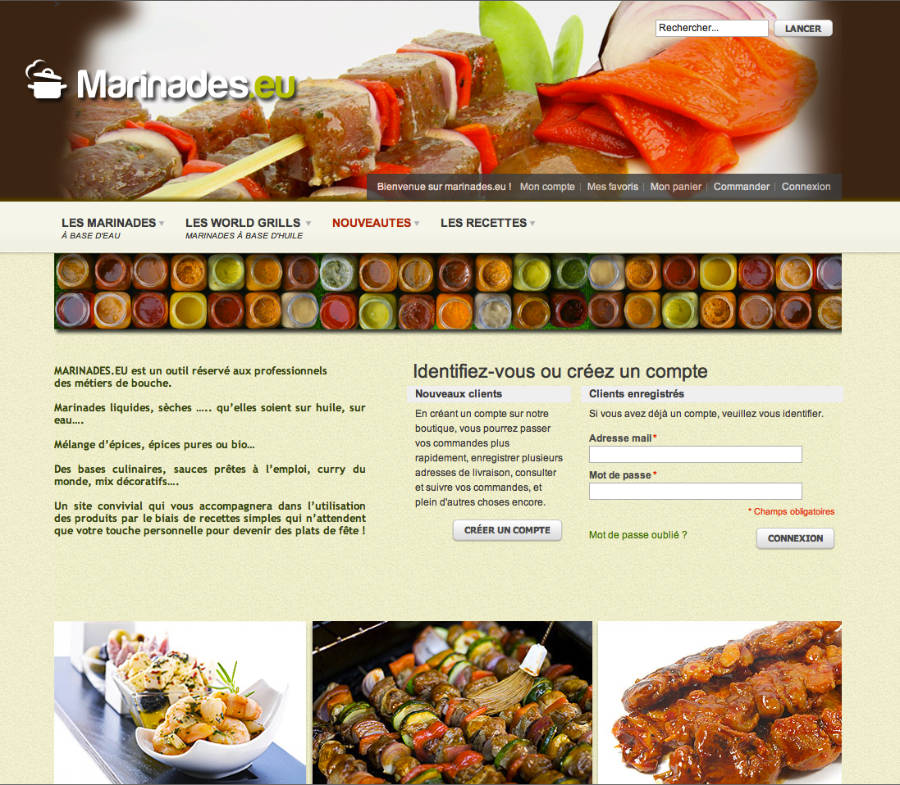 Marinades.eu site Magento Commerce B2B pour les professionnels