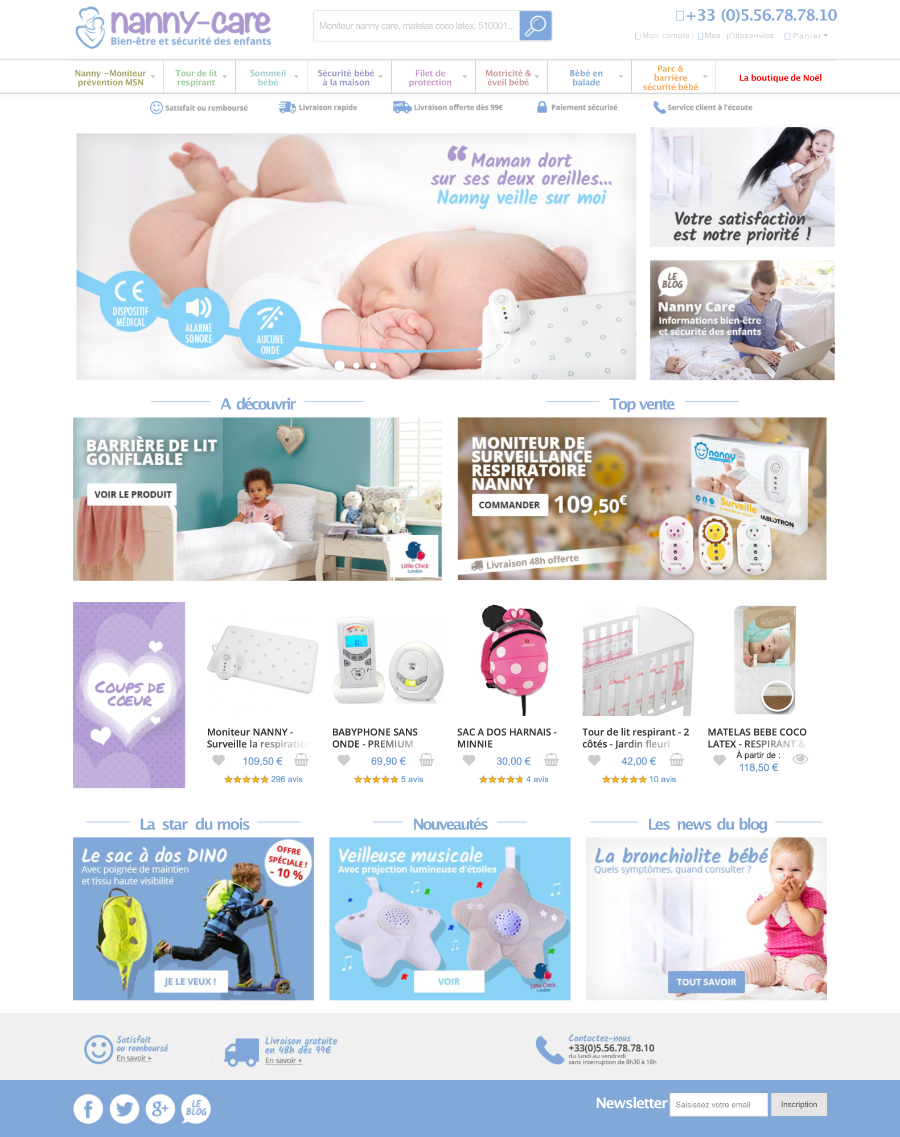 Nanny care refonte graphique et évolution site B2C Magento